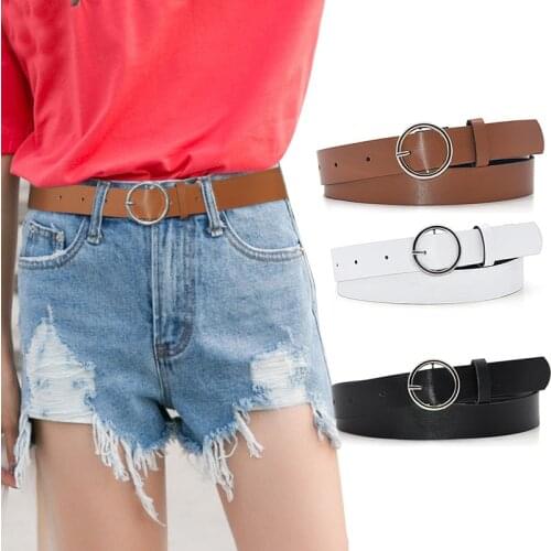 2021 women belt classic retro all-match belt belt light body paint round buckle belt female simple Fashion Punk O Ring Belt
