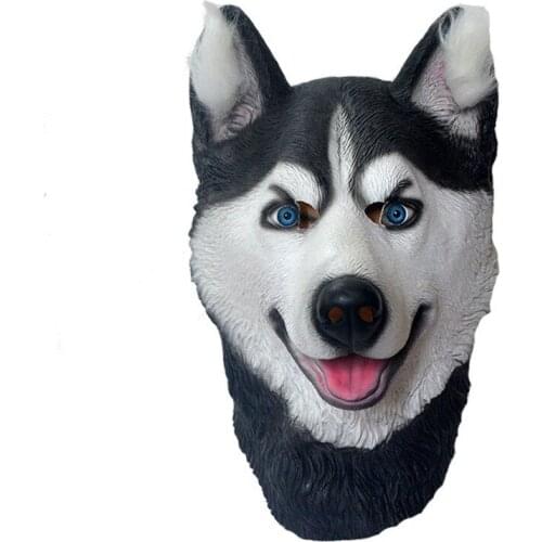 Creepy Dog Rubber Animal Mask Latex Party Animal Masks Kids Adults Party Halloween Masquerade Mask Funny Wolfdog Latex Headgear