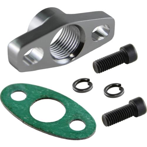 1Pcs Aluminum Turbo Oil Drain Flange Fits For GT Ball Bearing GT25R GT28R GT30R GT35R Black/Silver