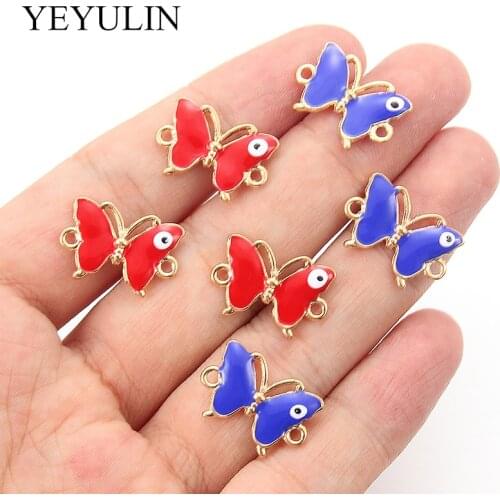 10Pcs 19*13MM Alloy Enamel Butterfly Charms Diy Hand Made Metal Accessories Parts For Hair Jewelry Making