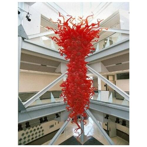 100% Handmade Luxury Red Hand Blown Glass Chandelier Lighting for Wedding Party