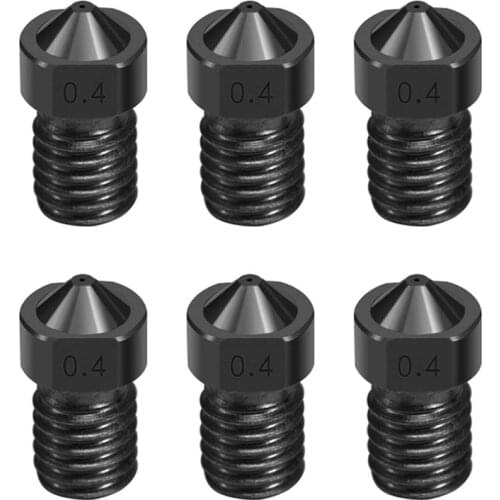 6 Pcs 3D Printer Extruder Hardened Steel Nozzle 0.4 mm/1.75 mm Wear-Resistant V6 Full Metal Hot End for 3D Printer