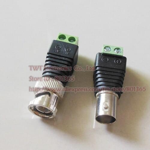 CAT5 To Camera CCTV Video Balun BNC Male+ female AV Screw Terminal Connector,BNC M/F to terminal Block,5Pair,Freee shipping