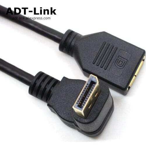 DisplayPort Up & Down & Left & Right Angled Male to Female Extension Cable 30cm DP 1.2 Version Cord Display Port extender Cabo