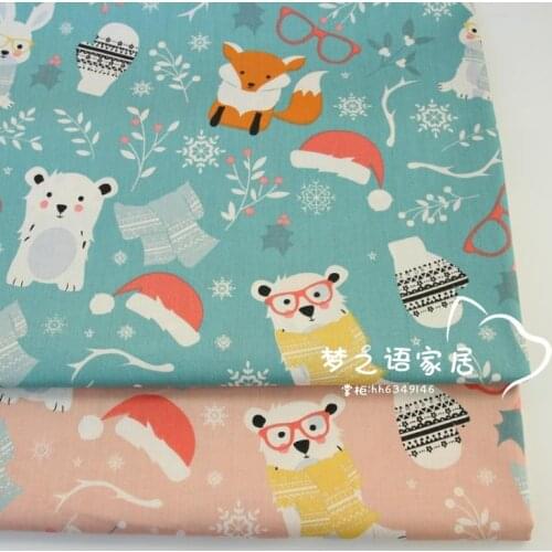 DIY Handmade Sewing Craft Pillow Cloth Toy Doll Dress Material Quilting Patchwork Tissus Tecidos Fox Bear Printed Cotton Fabric