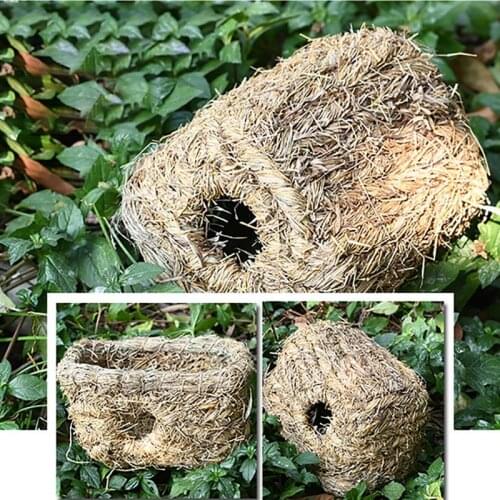 Dorakitten 1pc Woven Hamster Hideout Natural Grass Rabbit House Bed Nest Guinea Pig Woven Grass Bed Pet Supplies