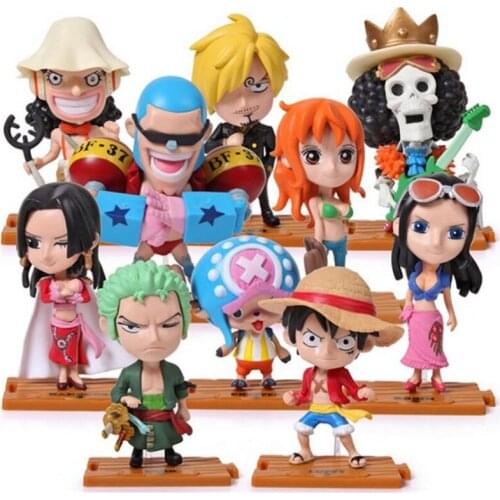 10cm One Piece Anime Figures Rebecca Luff Franky Zoro Ace Shanks Robin Nami Chopper Action Figure Mini Q Version Model PVC Model