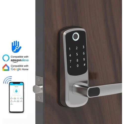 RAYKUBE Wifi Electronic Door Lock With Tuya APP Remotely / Biometric Fingerprint / Smart Card / Password / Key Unlock FG5 Plus