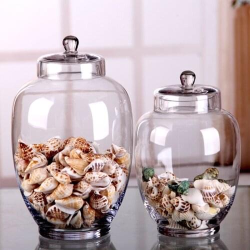 European transparent glass candy jar with lid Decoration household glass storage jar kitchen food storage bottles Tank