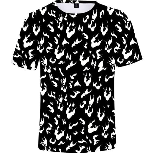 White fire and black fire 3d t shirt men and women 2020 new summer tshirt clothes hip hop streetwear harajuku t-shirt plus size