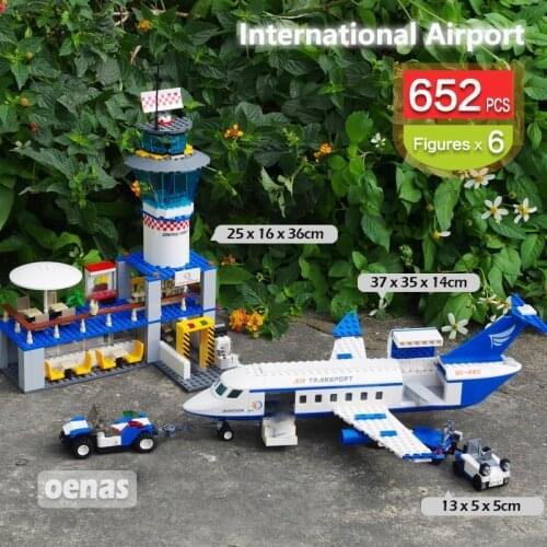 MOC City Internationale Airport Plane Airline Bus Shuttle Large Model Building Block Kids Toy For Boys Children Birthday Gift