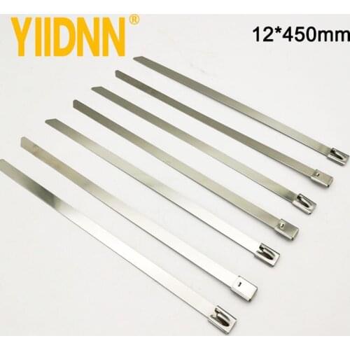 12*450mm Locking Metal Zip-Exhaust Wrap Coated Multi-Purpose Locking Cable Ties 100pcs