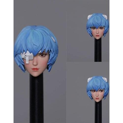 Iminitoys M006 1/6 Anime Girl Head Sculpt Blue Hair Head Carving Model For 12'' Action Figure Dolls In Stock