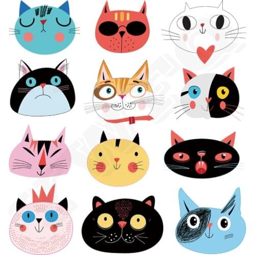 Colife Cute Cat Iron On Patches T-shirt Dresses Jeans DIY Accessory Decoration A-level Washable Stickers New Years Gift