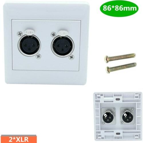Wall Plate with Dual XLR 3-Pin Female Microphone Connector 86*86mm