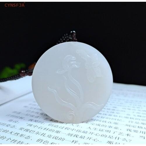 CYNSFJA Real Certified Natural Hetian Jade Nephrite Amulets Classical Jade Pendant Necklace Hand Carved High Quality Best Gifts