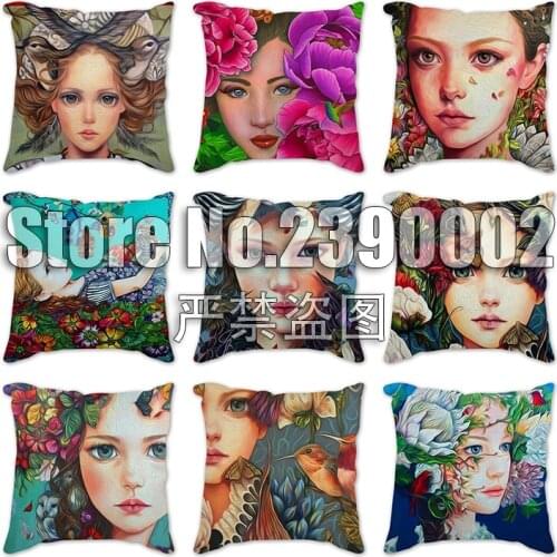 Cushion Covers Cartoon girl Cushion Cover Home Decorative Linen Throw Pillows Case for Sofa Car Pillowcase fall pillow case