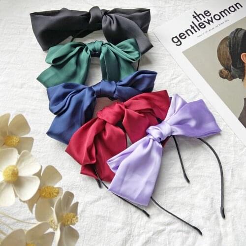 Bow Clip Headwear Satin Girls' Hairpin Internet-famous and Vintage Headband with Same Style Hair for Women Hair Pins