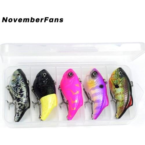 NovemberFans 5pcs/box VIB Hard Plastic Baits 6.5cm 14g Sinking Fishing Lures Tackle Crankbait Wobblers Rattle Vibration Bait
