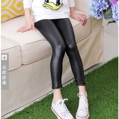 2018 Spring New Childrens Clothing Baby Girls PU Leather Pants Leather Pants Childrens Clothing