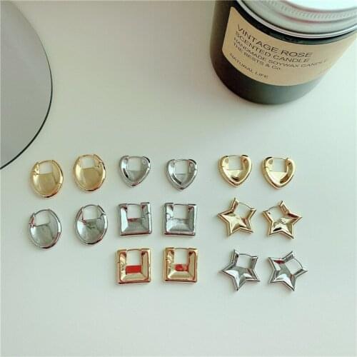Origin Summer Minimalist Irregular Geometrical Star Square Hoop Earings for Women French Circle Metal Earings Party Jewelry