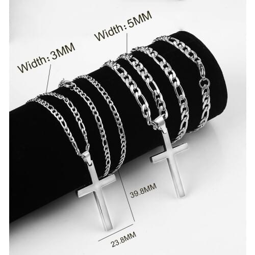 European and American Hip hop Cross pendant Necklace For Mens Women Silver color stainless steel Necklaces Simple Custom Jewelry