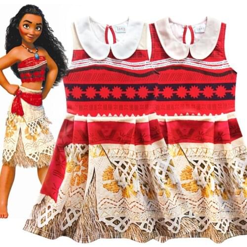 Baby Girls Dress Moana Clothes Princess Dresses for Girls Vaiana full printed Kids Dress Children Clothing Elas Anna 3-10 years