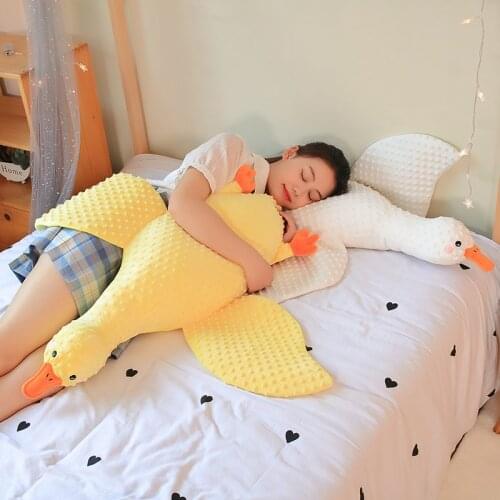 1pc 100CM Stuffed Animal Lying Duck Plush Toys Lovely Big Duck Floor Mat Pillow for Kids Appease Baby Sleeping Toys