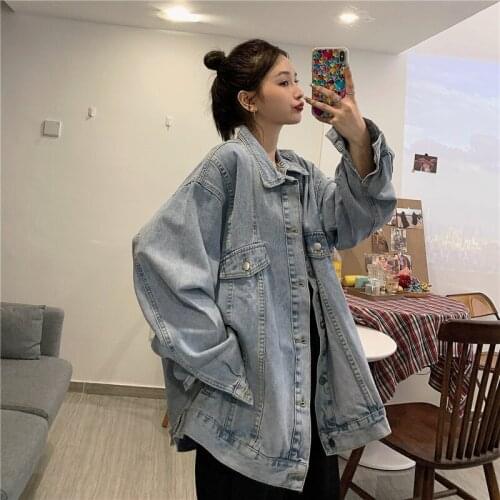 Blue Jean Coat Jacket Women Clothes Oversized Black Jeans Denim Coat Korean Coats Spring Fall 2021 New Jackets for Women Casual
