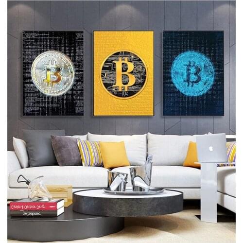 Modern Style Gold Coins In Various Colors Canvas Painting Wall Art Nordic Posters and Prints Wall Pictures for Living Room Decor