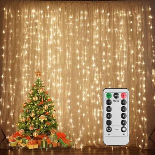 3x2M/3x3M USB Powered Copper wire LED Curtain Lights Waterproof Christmas Sring light Wedding Party Decorations Outdoor Garland
