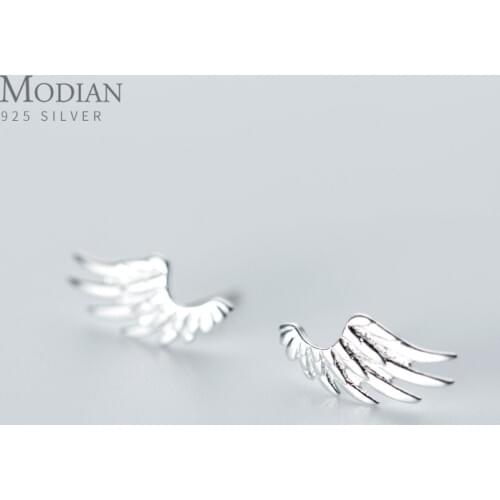 Modian 2020 New Spring Angel Wings Stud Earrings for Women Jewelry 100% Real 925 Sterling Silver Jewelry For Gril Kids Gifts