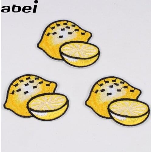 10pcs/lot Cartoon Fruits Patch Iron On Embroidered lemon Stickers Sewing Clothing Appliques DIY Fabric Badge for Jeans