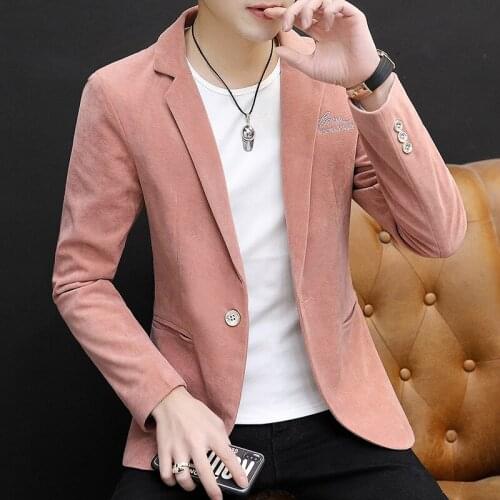 2021 Mens Handsome Slim-Fit Letter Embroidered Suit Spring Casual Solid Color blazer for men