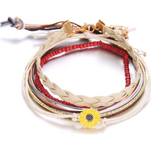 2021 Braided Daisy Woven Stackable Bracelet Vintage String Friendship Bracelets for Women and Girls