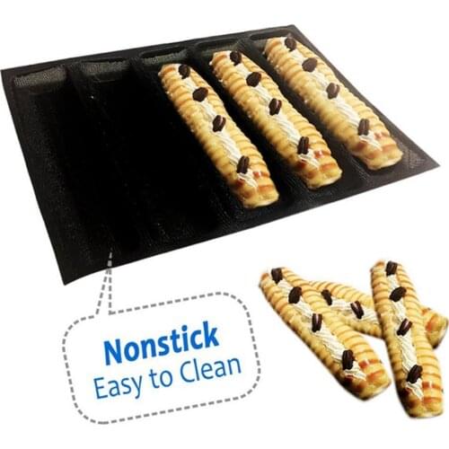 5-cavity silicone French baguette tray non-stick and breathable French bread mold hot dog mold baking pan mat bread mold