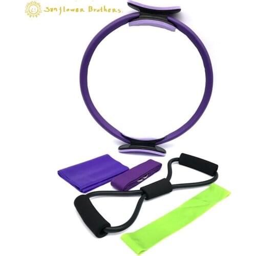 5pcs Yoga Circle Fitness Set Yoga Towel Puller Rally with Rally Ring Fitness Yoga Deporte Portable Fitness Equipment Yoga Belt