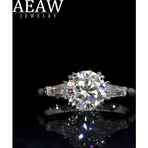 AEAW Double Claw1.0ct 6.5mm Round Cut 10k 14k White Gold Yellow Gold Moissanite Ring Original Dazzling Female Jewelry