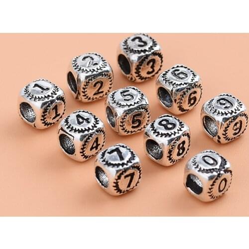 925 Sterling silver jewelry accessories square beads, digital square beads, DIY string beads handmade materials