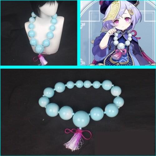 2020 New Arrival Game Genshin Impact Qiqi Zombie Necklace Ball Chain Costume Accessories Cosplay Props Xmas Halloween Gifts