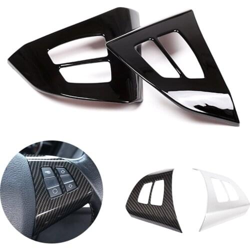 For BMW X5 E70 2008 2009 2010 2011 2012 2013 Car Interior Steering Wheel Switch Button Frame Carbon Fiber Texture Cover Decor