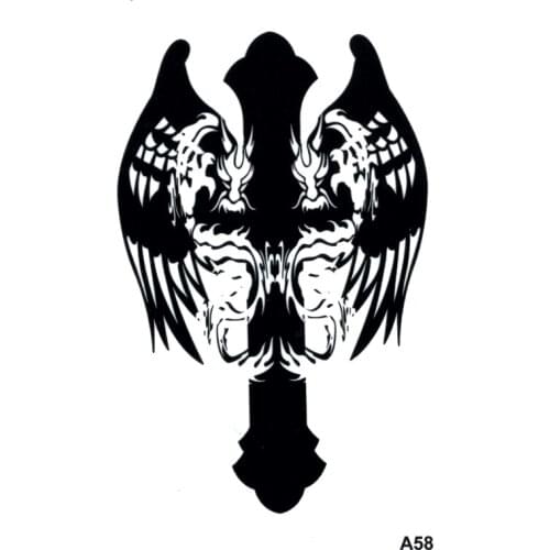 Double dragon Cross Waterproof Temporary Tattoos Men Fake Tattoo Sleeves Fake Tatoo Sleeve Kids Tattoo Black henna body Stickers