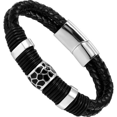 Two Styles Handmade Genuine Leather Weaved Double Layer Man Bracelets Casual/Sporty Bicycle Motorcycle Delicate Cool Men Jewelry