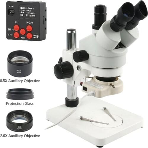 HD 1080P 130MP HDMI Electronic Digital Camera Simul-focal 3.5-90X Zoom Trinocular Stereo Microscope 56 LED Ring Illuminator