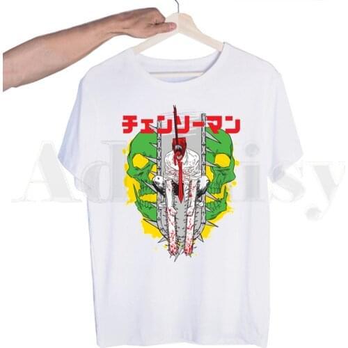 Anime Chainsaw Man Manga Pochita Makima Graphic Tshirts Men Fashion Summer T-shirts Tshirt Top Tees Streetwear Harajuku Funny