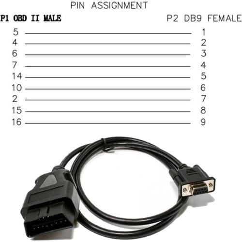 OBD OBD2 16Pin Male Extension Cable New Car OBD Tool 16Pin to DB9 Serial RS232 Connector OBDII 16 Pin to DB9 Female