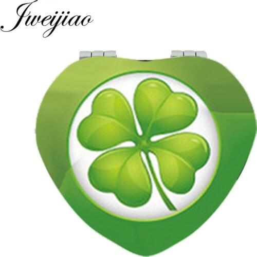 Youhaken Printing picture ART PU leahter pocket mirror Lucky Clover Beauty Health Vanity mirror 1X/2X Magnifying Mirrors QF370