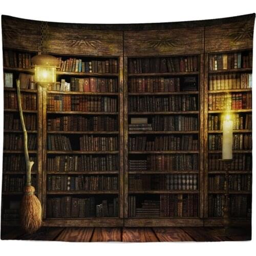 Library bookshelf tapestry background vintage wall decor drop shipping tissu mural wall fabric carpet