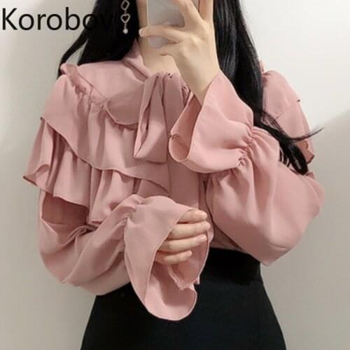 Женские рубашки с рюшами KOROBOV China At AliExpress