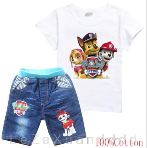 Hot PAW PATROL boys clothing set kids Summer t-shirt+pants set Baby Clothes girl children Sports suit